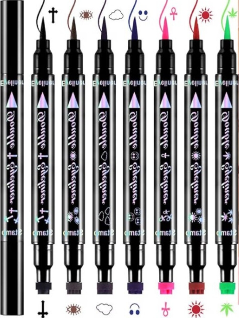 1Pc Liquid Eyeliner Pen Stamp Set  Multi-Color Eye Liner Markers Colorful Black